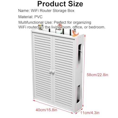 Armario de cables para router WiFi de pared en oficina y hogar 40x11x58 cm 3