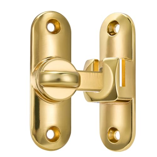 Image of INIRET 3 Packs Gold Barn Door Latches,90 /180 Degree Gate Lock,Flip Gate Latches Hardware,Zinc Alloy Right Angle Door Lock Latch,Door Security Sliding Door Latch Lock for Cabinets,Bathroom