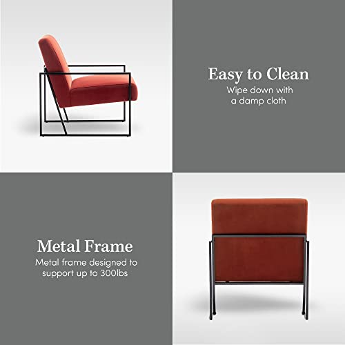 Eluxurysupply Accent Chair - Modern Industrial Slant Armchair With Layered Foam And Metal Frame - Premium High Density Soft Cushion For Supreme Comfort - Easy Assembly - Rust Fabric #TOP7