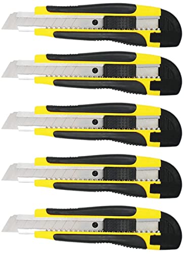 Cuttermesser Teppichmesser 5 Stück 18mm SK5 Klin. Profi Cattermesser Messer Gelb Cover