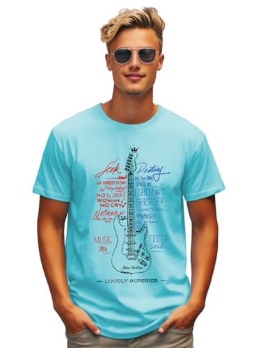 Image of ADRO Guitar Design Printed T-Shirt for Men - 100% Cotton, Regular Fit, Soft Breathable Fabric.