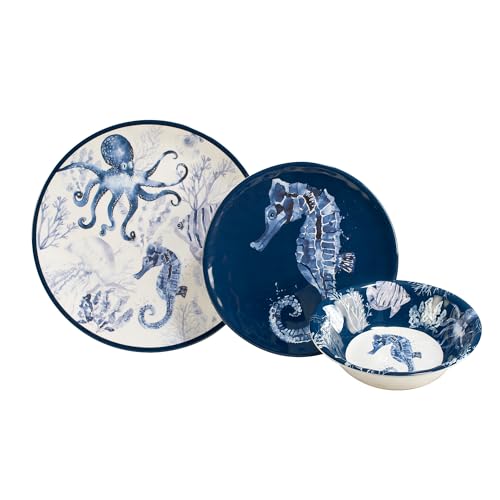 Certified-International-Sea-Life-Melamine-12-Pc-Dinnerware-Set-Service-for-4-Multicolor Certified International Sea Life Melamine 12 Pc Dinnerware Set Service for 4 Multicolor