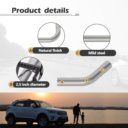 Jaxilyn EXHAUSTPIPE-8PCS Exhaust Pipe Kit 2.5 Inches Mild Steel Diy Custom Exhaust Kit Tubing Mandrel Bend Pipe Straight & U-Bend 16 Gauge Universal 8Pcs thumb #3