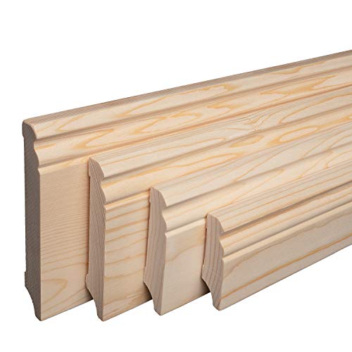 Preisvergleich Produktbild Massivholz-Sockelleisten Fichte roh geschliffen Alt-Berliner Profil [SPARPAKET] (40mm Höhe, 10 Stück / 23lfm)