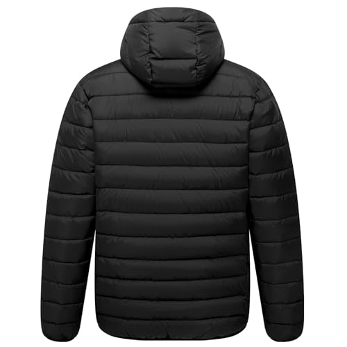 Image of Men's Lightweight Puffer Hooded Jacket Water Resistant Full Zip Insulated Warm Winter Coats