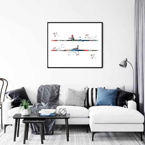 Generic Rowing Watercolor Wall Art Canoe Kayak Poster Female Solo Rower Illustration Canoeing Kayaking Rowing Water Sports thumb #4