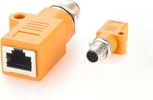 Miniatura 6 de Adaptador de mamparo M12 a RJ45 impermeable M12 D Code 4 Pin hembra a RJ45 Jack ángulo recto negro