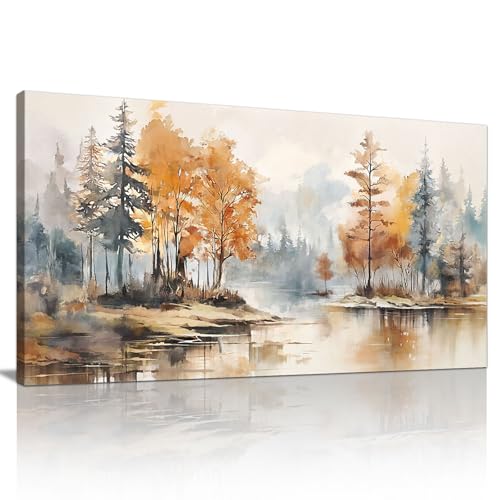 WENGTIAO Large Wall Art for Living Room Framed Lakeside Forest