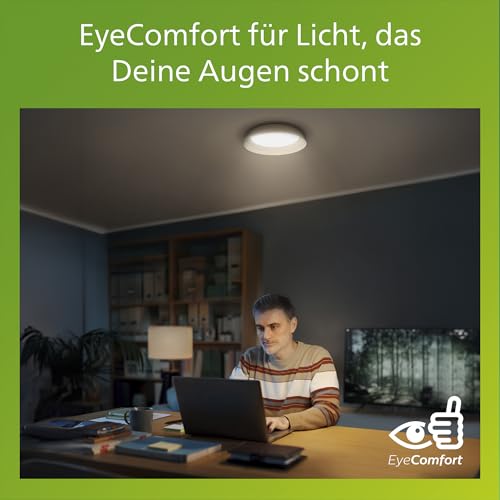 PHILIPS Fleta LED Ceiling Light, UltraEfficient Ceiling Lamp, SceneSwitch, 10W, 1850lm, 4000K Cool White Light, IP20, White