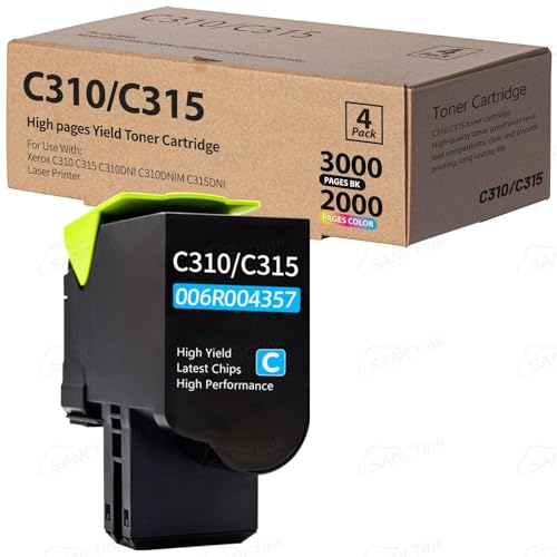 C310 C315 Toner Cartridge Compatible for Xerox C310 C315 for Xerox 006R04357 for Xerox C310 C310DNI C310DNIM C315 C315DNI Laser Printer (1Pack,Cyan)