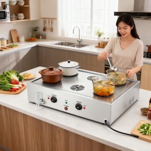 Commercial Electric Food Warmer - 6 Holes, 220V, Adjustable 30-110℃, Steaming Steamer for Restaurants & Stores, High Thermal Conductivity, Ideal for Buns & More