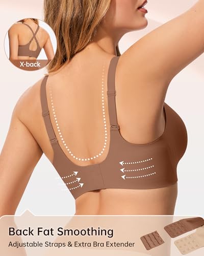 LetsJoli Wireless Bras for Women Jelly Seamless Push Up Support Bras for Older Women Lift No Underwire(Brown 3XL) - Image 4