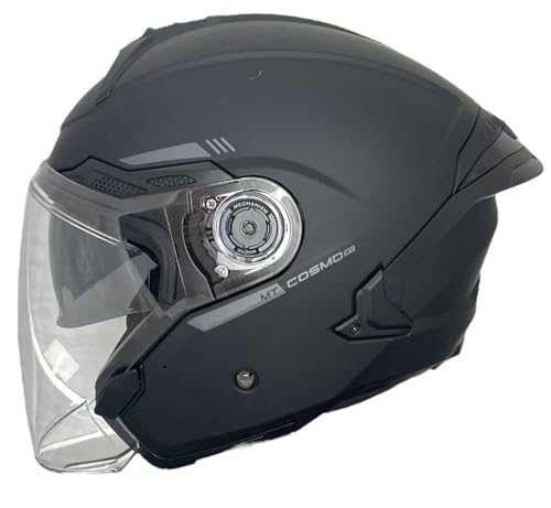 MT Helmets Casco Jet Modelo Cosmo SV Solid A1 Negro Mate Totalmente Homologado 22.06 (L 59/60)