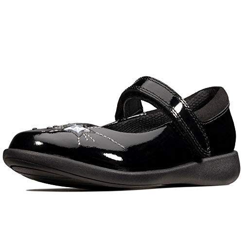 Clarks Sea Shimmer Toddler Patent Shoes in Black Patent Extra Wide Fit Size 8½