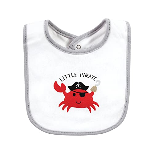 Image of Hudson Baby Unisex Baby Cotton Bibs, Pirate Shark, One Size