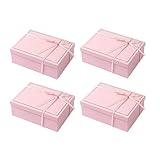kaxilu Pink Gift Box Luxury With Lid & Ribbon, Foldable Gift Boxes 4 Pack 9.8x7x3.3Inches - Elegant Wedding & Birthday Packaging Gifts Box