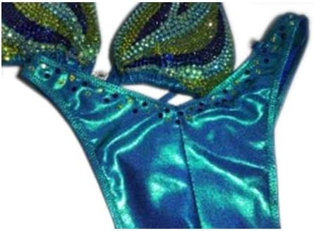 Miniatura 3 de Figura Physique traje de competición azul turquesa figura bikini traje de posar NPC Physique Competition Bikini probado ganador figura traje