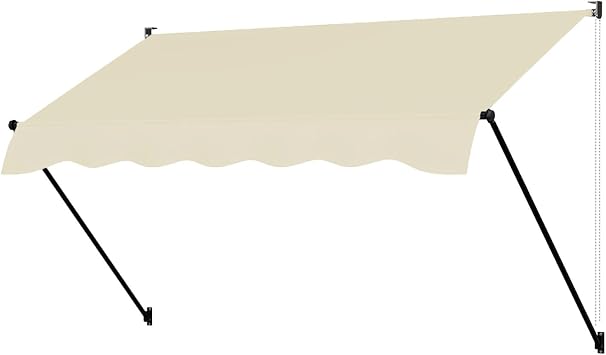 STEELAID Manual Retractable Awning | 60 Screw-in Outdoor Sun Shade | Adjustable Pergola Shade Cover w/UV Protection| 100% Polyester Waterproof Outdoor Canopy for Windows & Doors