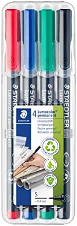 Staedtler Lumocolor 313 Superfine 0.4mm Line Permanent Pen - Assorted Colours (Pack of 4)