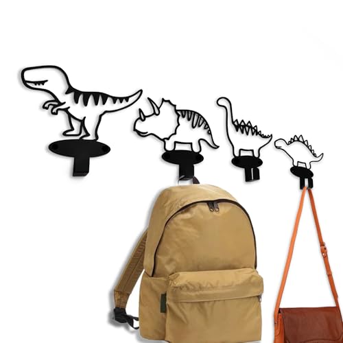 4 Piece Set Cartoon Dinosaur Silhouette Shape Coat Hooks Wall Mou...