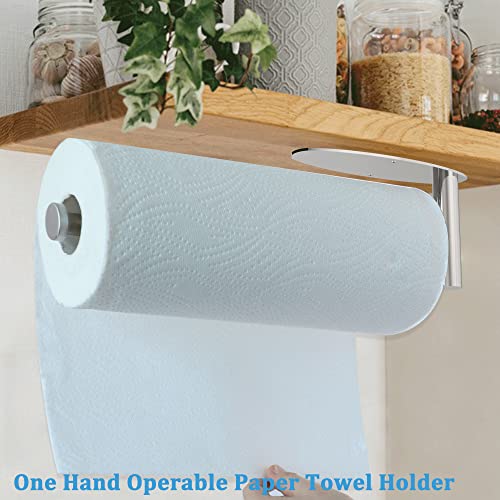Paper Towel Holder Under Cabinet Brushed Nickel Wall Mount Paper Towel Holders Under Counter Hanging Paper Towel Rack Self-Adhesive Or Drilled With Damping Stainless Steel For Kitchen Bathroom Rv #TOP2