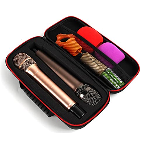 Topiky Schutzhülle für kabelloses Mikrofon, harte EVA-Handmikrofonhülle, tragbare Tragetasche mit zwei Mikrofonen, stoßfest, sturzsicher, mit Reißverschluss