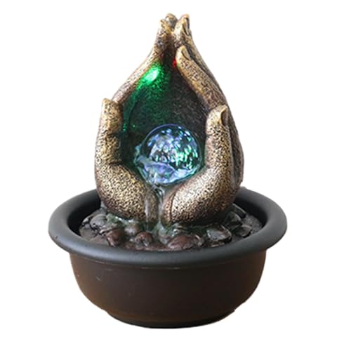 WeiLaiKeQi Fonte de água cascata interna de resina, plugue ue 220v, ornamento de mesa com bola de ro