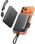INIU Magsafe Power Bank, Slimmest 10000mAh Qi2 Certified 15W Magnetic Portable Charger, 45W Fast Charging with Built-in USB-C Cable, Battery Charger Case for iPhone Air 17 16 15 14 13 12 Only