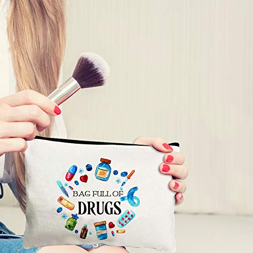 Funny Pill Makeup Bags for Women - Bag Full of Drugs - Medicine Storage Bag Cotton Zipper Travel Cosmetic Bags Multifunction Pouch Toiletry Case for Girls Friends Mom Sister Daughter Birthday Gifts