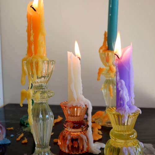 Candlestock Hippie Drippy Drip Candles - Pack Of 6 Dripping Taper Candles - Wine Bottle Melting Candles (White) #TOP3