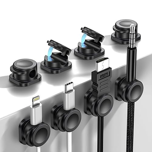 8 Pack MagLeap Magnetic Cable Management Clips, Cord Organizer with Strong Adhesive, Ideal for Office Desk, Nightstand, Wall, Car – Perfect Cable Management Solution for Office & Computer Accessories