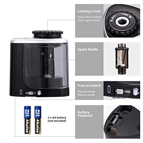 Pencil Sharpener - Electric Pencil Sharpener Blade to Fast Sharpen,Battery-Powered and Easy to Use for Classroom Supplies (6-8mm) in School