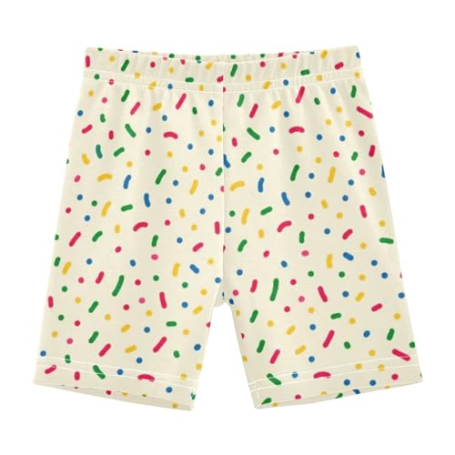 Cotton Shorts for Under Dresses Colorful Confetti Dots Beige Toddler Girls Biker Shorts 4t Children