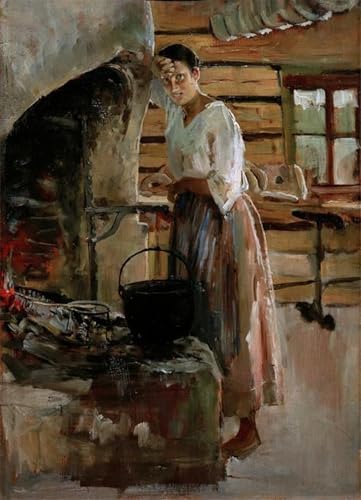 Cuadro de comedor La donna cucina il coregone Gallen Kallela mural 60x90