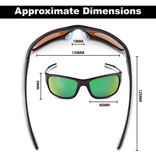 Flying Fisherman Last Cast Polarized Oval Sunglasses, Brown Frames/Amber-Green Mirror Lenses, Large #TOP1