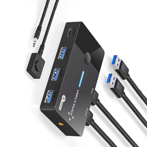 Conmutador USB 3.0 para 2 ordenadores con 4 puertos para compartir teclado y ratón tipo C 5