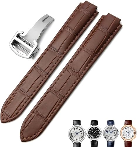 Bracelet en cuir marron 20mm compatible avec montre Cartier Tank Solo et Ballon