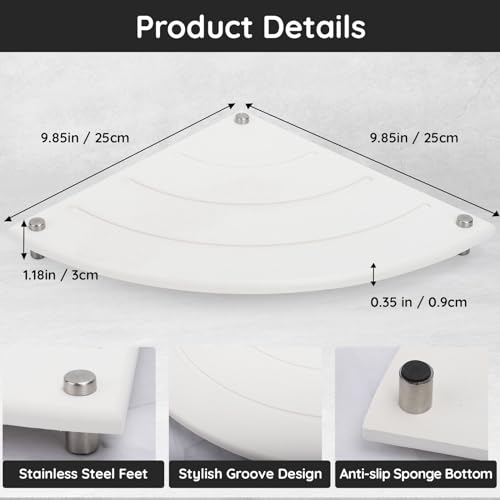 Image of Segbeauty Quick Dry Stone Sink Tray, 9.85in Diatomaceous Water Absorbing Corner Sink Caddy, Fast Drying Stone Soap Tray Dish Sponge Holder Corner Counter Shelf Rack Drying Mat for Bathroom Kitchen