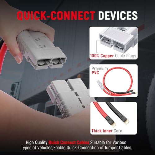 Image of TOPDC 0 Gauge 30 Feet Jumper Cables with Quick Connect Plug for Car, SUV and Trucks Battery, Heavy Duty Automotive Booster Cables for Jump Starting Dead or Weak Batteries with Carry Bag