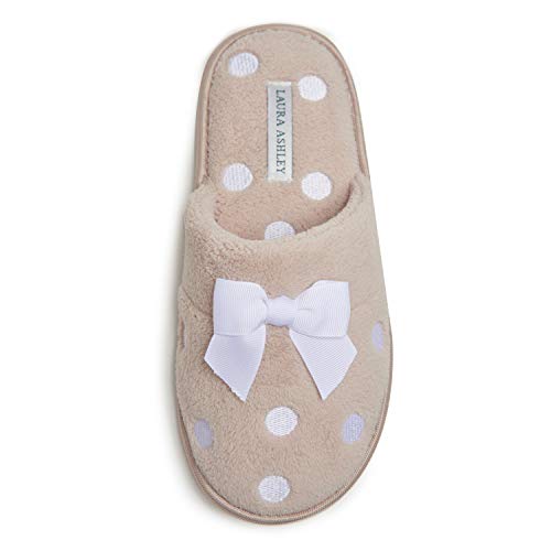 Image of Laura Ashley Ladies Embroidered Soft Terry Scuff Slipper