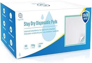 Disposable Bed Pads for Incontinence, 60 Count Disposable Underpads, Ultra Absorbent Pee Pads Chuck Pad with Adhesive Strips, Large Bed Liner for Adults, Elderly, Babies and Kids(30 x 36 Inches)