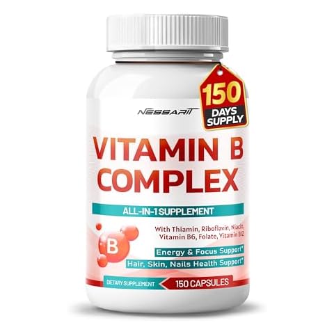 NESSARIT Vitamin B Complex - High Potency with Thiamin, Riboflavin, Niacin Vitamin B6, Folate, Vitamin B12 -Energy, Focus, Hair, Skin, Nails Support - 150 Count - Made & Tested in The USA Cover