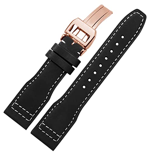 Bracelet de montre cuir véritable 22mm compatible série IW326201 et IW377701 noir