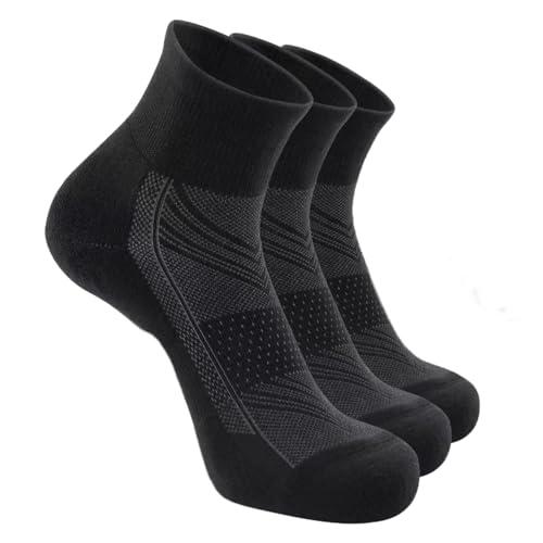 YUOYHAHA 3-6 Pack Men's Ankle Socks with Cushion, Sport Athletic Running Socks (US, Numeric, 8, 12, Regular, Regular, 3 pairs black)
