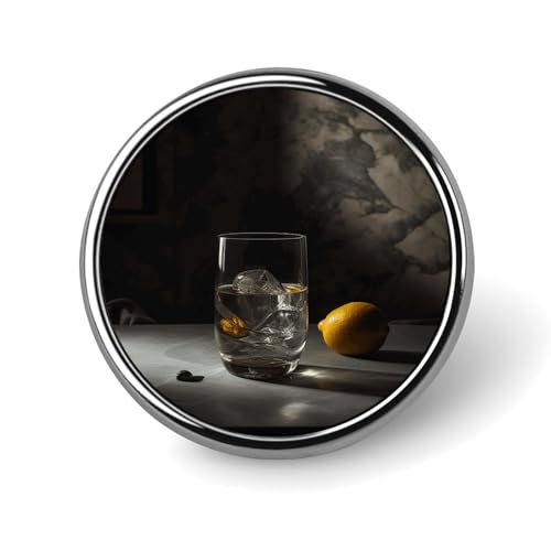 Stylish Glass of Ice Water Printed Round Brooch: Lightweight, Durable, Stylish Wedding Accessory Ideal for Valentine's Day And Women's Day