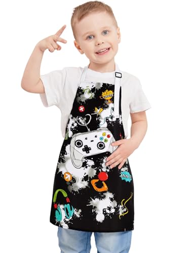 WERNNSAI Kinderschürze - Spiel Wasserdicht Polyester Schürzen für Kinder Jungen mit Verstellbarem Gurt und Tasche Küche SchürzenKochen Backen Malen (11-15Jahre M)