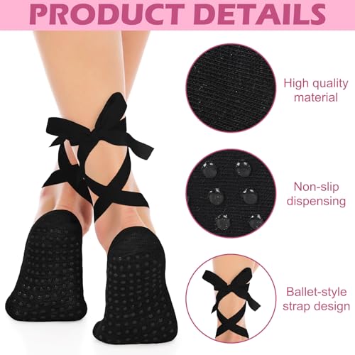 Jeyiour 9 pcs Ballet Tie Socks for Women with Grips Pilates Yoga Non-slip Socks for Dancing Barre Ballet Yoga Pilates2