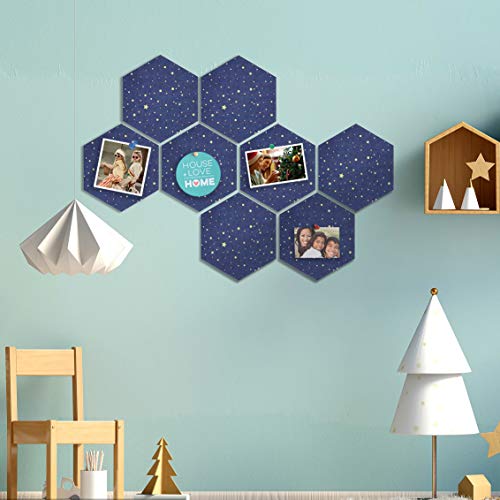 Uoisaiko Felt Hexagon Bulletin Board With 20 Push Pins, Pack Of 8 Notice Boards For Home Office Kitchen, Push Pin Board Felt Wall Tiles For Photos Memos #TOP2
