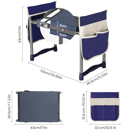 Garden Kneeler and Seat, 10.9\" Wide Double-Sided Thick Knee Pad , Heavy-Duty Foldable Gardening Stool, 2 Large Tool Bags, Prevents Knee and Back Pain, Portable Garden Bench, Gifts for Women, Seniors