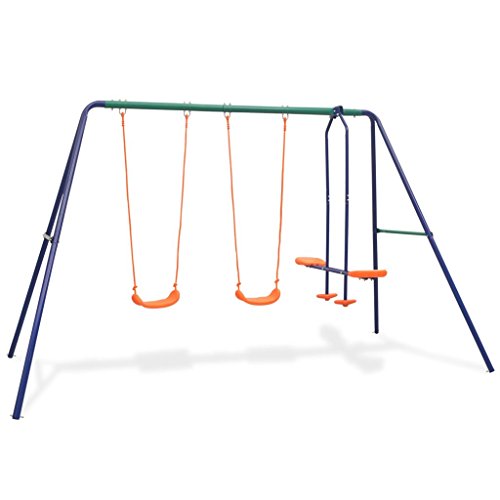 Preisvergleich Produktbild Festnight- Schaukelset mit 4 Sitzen Gartenschauke Kinderschaukel Spielset Outdoor Orange 324 x 155 x 182 cm